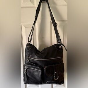 Frank Sarto Pebble Leather Cargo Pocket Shoulder Bag